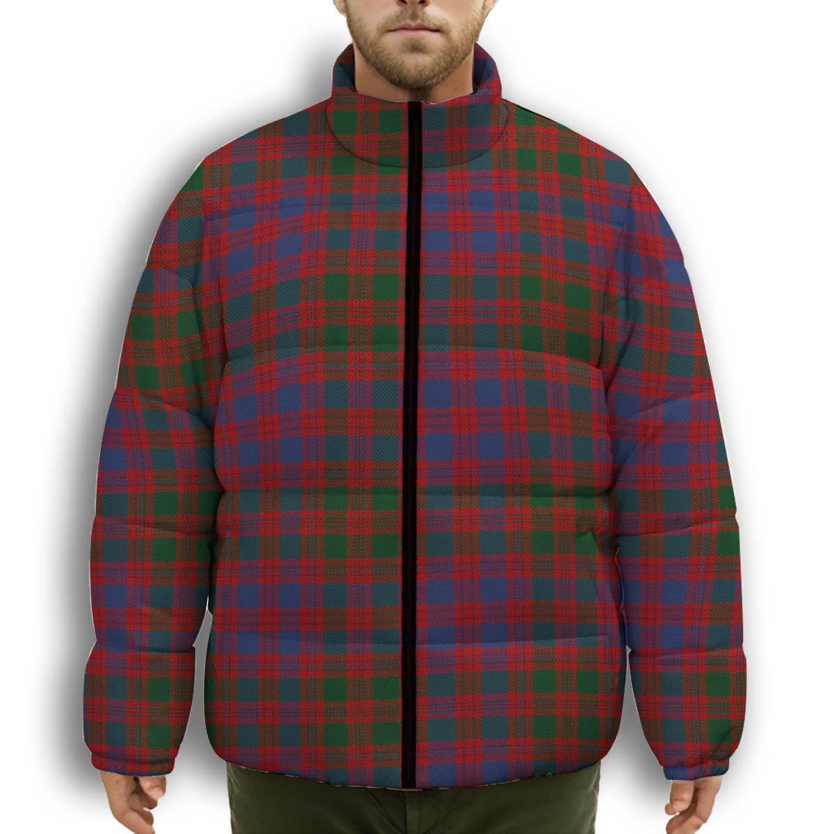 ScotsTee Shop Scottish MacColl Ancient Premium Tartan Collar Down Jacket Winter White Duck Down Plaid