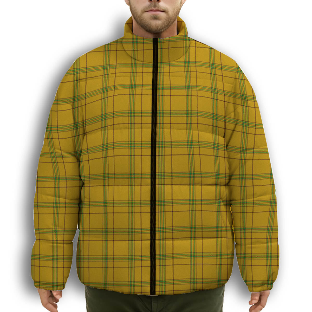 ScotsTee Shop Scottish Houston Premium Tartan Collar Down Jacket Winter White Duck Down Plaid