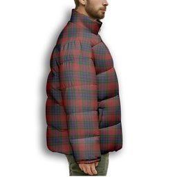 ScotsTee Shop Scottish Manson Premium Tartan Collar Down Jacket Winter White Duck Down Plaid