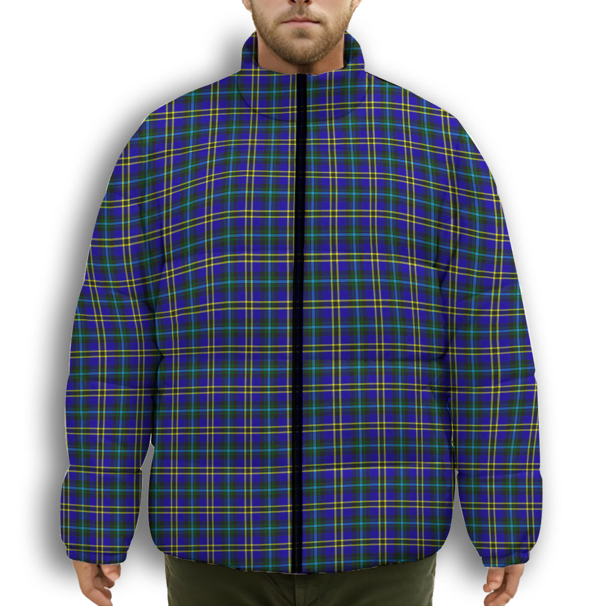 ScotsTee Shop Scottish Weir Modern SC Premium Tartan Collar Down Jacket Winter White Duck Down Plaid