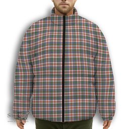 ScotsTee Shop Scottish Robertson Dress #2 Ancient Premium Tartan Collar Down Jacket Winter White Duck Down Plaid