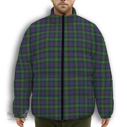 ScotsTee Shop Scottish Maresh Premium Tartan Collar Down Jacket Winter White Duck Down Plaid