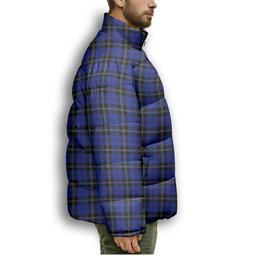 ScotsTee Shop Scottish Swan Premium Tartan Collar Down Jacket Winter White Duck Down Plaid