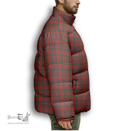 ScotsTee Shop Scottish MacAlister 1820 Premium Tartan Collar Down Jacket Winter White Duck Down Plaid