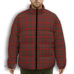 ScotsTee Shop Scottish MacAlister 1820 Premium Tartan Collar Down Jacket Winter White Duck Down Plaid