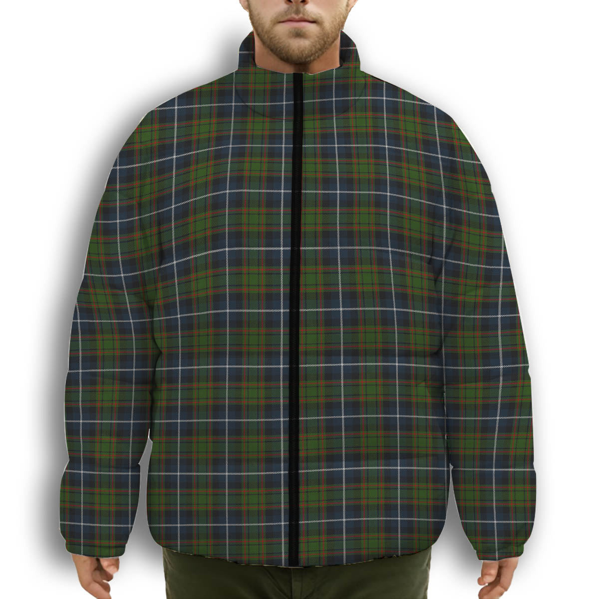 ScotsTee Shop Scottish McRae Hunting Premium Tartan Collar Down Jacket Winter White Duck Down Plaid
