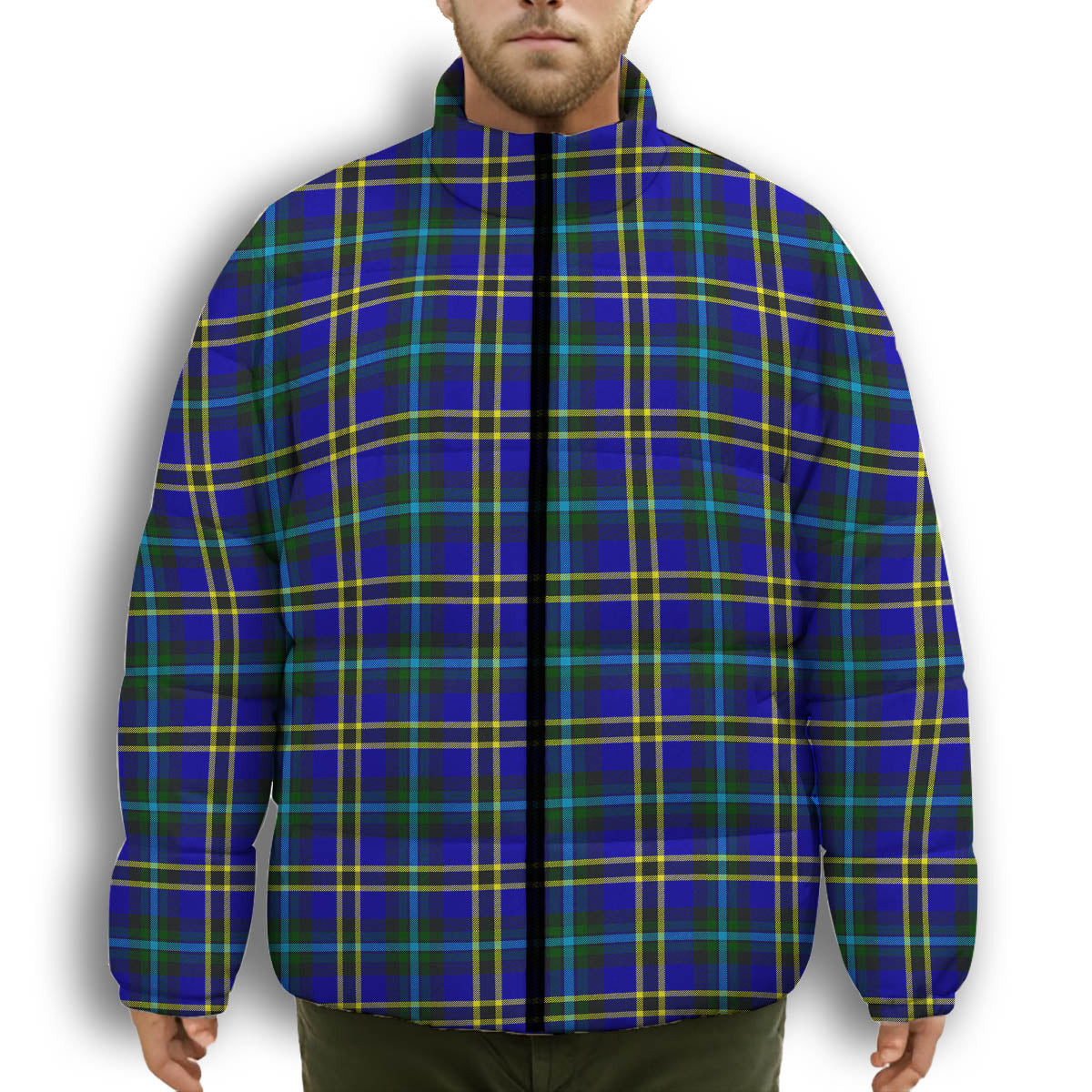 ScotsTee Shop Scottish Hope Modern Premium Tartan Collar Down Jacket Winter White Duck Down Plaid