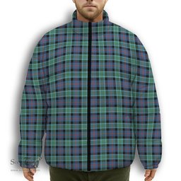 ScotsTee Shop Scottish MacTaggart Ancient Premium Tartan Collar Down Jacket Winter White Duck Down Plaid