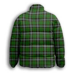 ScotsTee Shop Scottish Moss Premium Tartan Collar Down Jacket Winter White Duck Down Plaid
