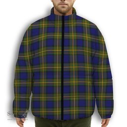 ScotsTee Shop Scottish Moore Premium Tartan Collar Down Jacket Winter White Duck Down Plaid