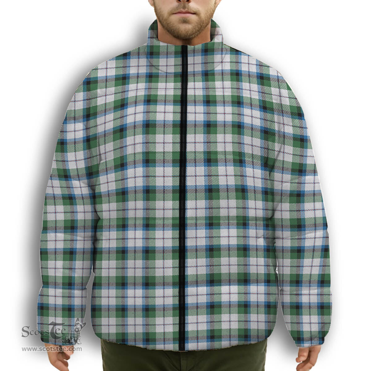 ScotsTee Shop Scottish McNachten Dress Ancient Premium Tartan Collar Down Jacket Winter White Duck Down Plaid