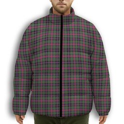 ScotsTee Shop Scottish Graham of Airth Ancient Premium Tartan Collar Down Jacket Winter White Duck Down Plaid