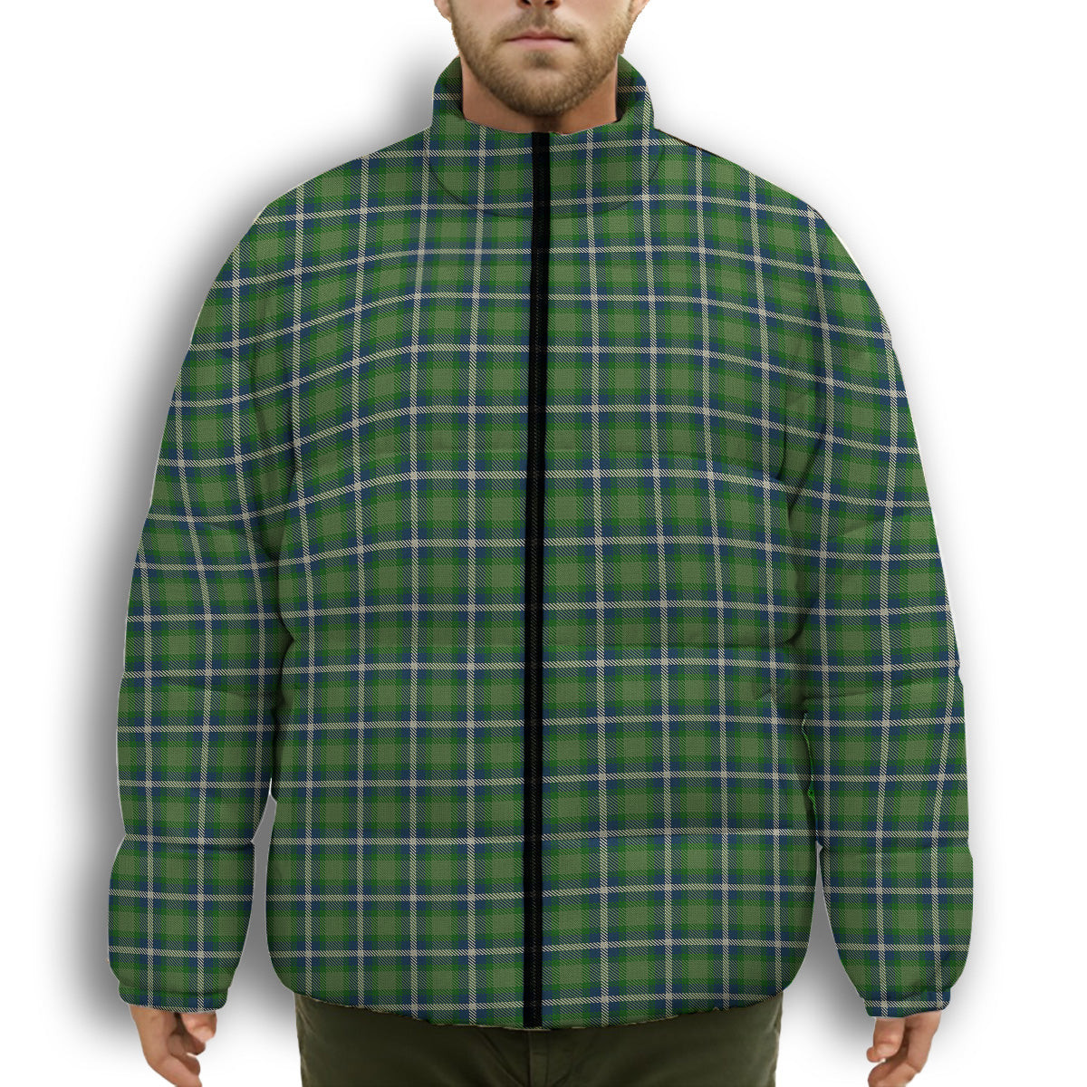 ScotsTee Shop Scottish Young Life International Scotland Premium Tartan Collar Down Jacket Winter White Duck Down Plaid