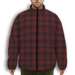ScotsTee Shop Scottish Menzies Hunting Premium Tartan Collar Down Jacket Winter White Duck Down Plaid