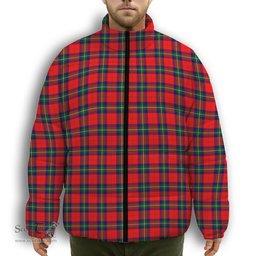 ScotsTee Shop Scottish Ruthven Modern Premium Tartan Collar Down Jacket Winter White Duck Down Plaid
