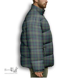ScotsTee Shop Scottish Hunter of Hunterston Modern Premium Tartan Collar Down Jacket Winter White Duck Down Plaid