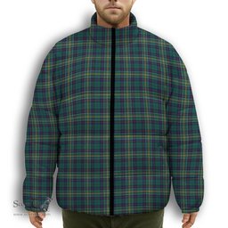 ScotsTee Shop Scottish Hunter of Hunterston Modern Premium Tartan Collar Down Jacket Winter White Duck Down Plaid