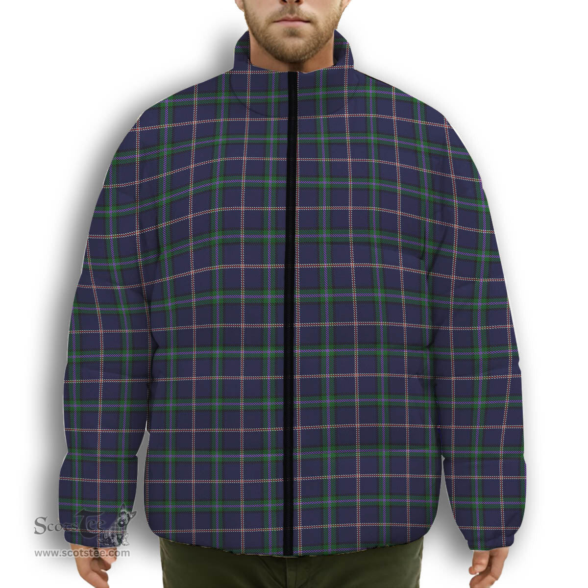 ScotsTee Shop Scottish Marion Premium Tartan Collar Down Jacket Winter White Duck Down Plaid