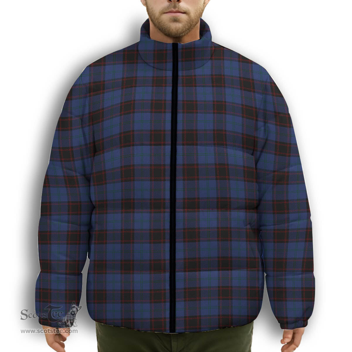 ScotsTee Shop Scottish Hume Vestiarium Scoticum Premium Tartan Collar Down Jacket Winter White Duck Down Plaid