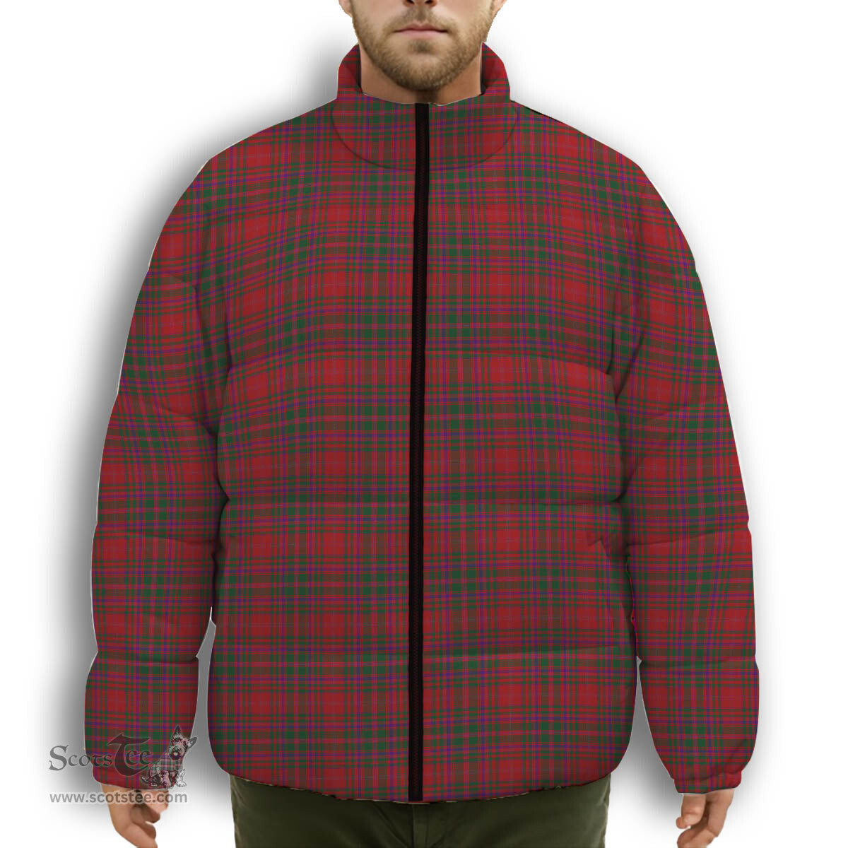 ScotsTee Shop Scottish MacDougall 1819 Premium Tartan Collar Down Jacket Winter White Duck Down Plaid