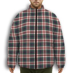 ScotsTee Shop Scottish Robertson Dress Modern Premium Tartan Collar Down Jacket Winter White Duck Down Plaid