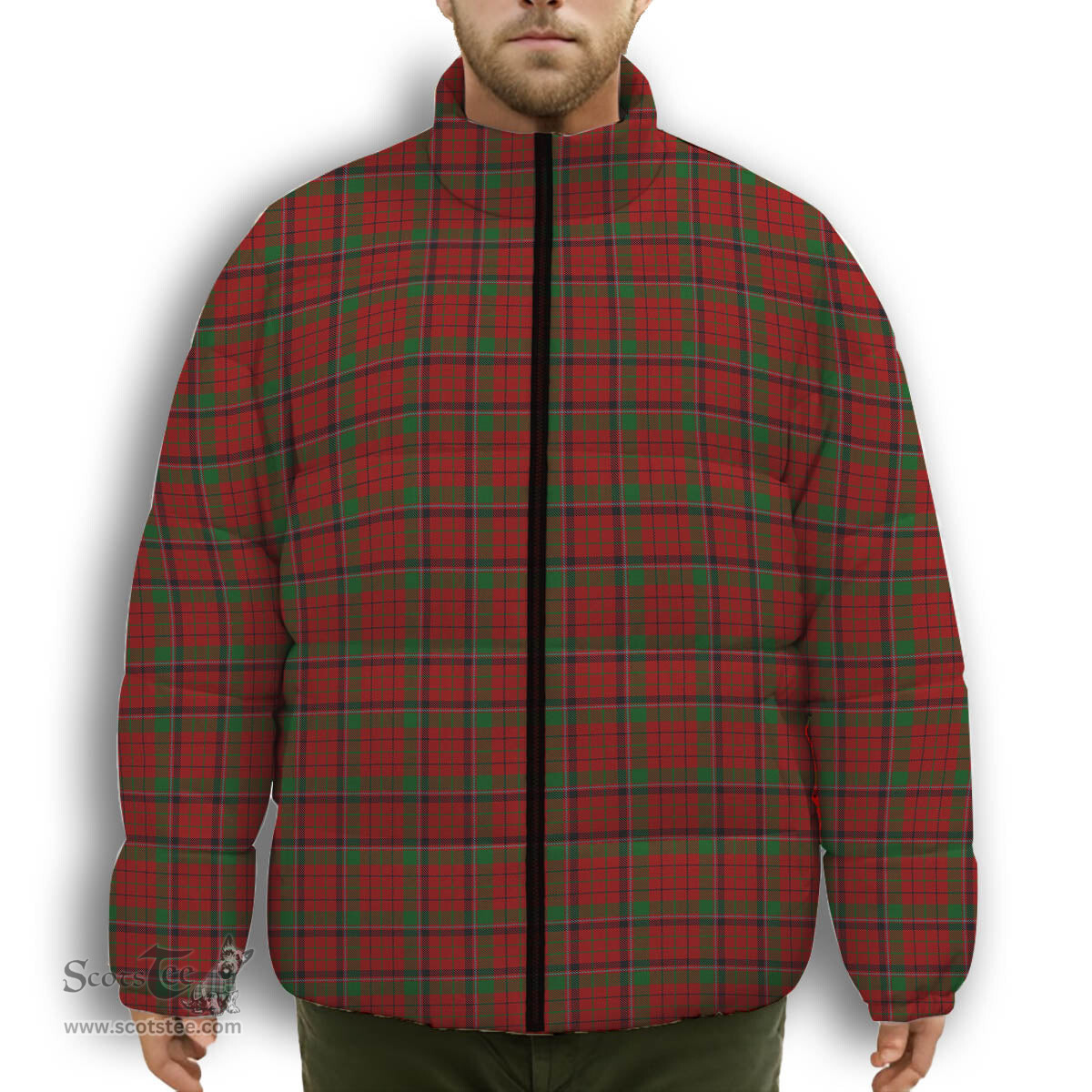 ScotsTee Shop Scottish Nicolson McIan Premium Tartan Collar Down Jacket Winter White Duck Down Plaid