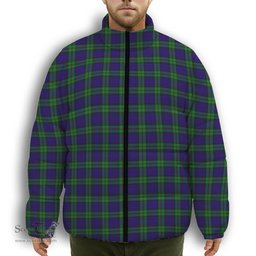 ScotsTee Shop Scottish McKinlay Modern Premium Tartan Collar Down Jacket Winter White Duck Down Plaid