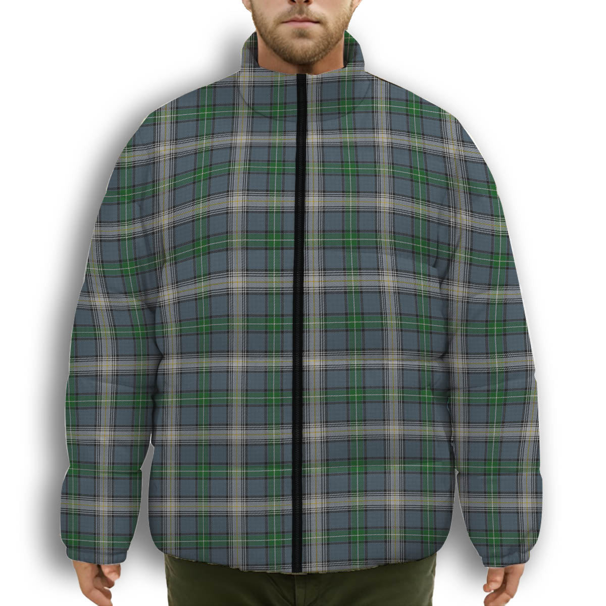 ScotsTee Shop Scottish McDouall Premium Tartan Collar Down Jacket Winter White Duck Down Plaid