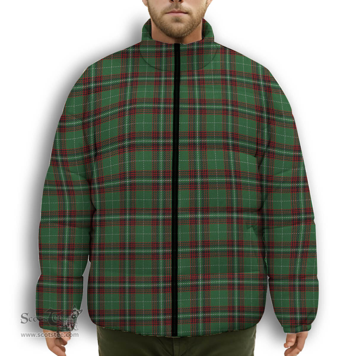 ScotsTee Shop Scottish Kiernan Premium Tartan Collar Down Jacket Winter White Duck Down Plaid