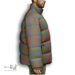 ScotsTee Shop Scottish Gow Ancient Premium Tartan Collar Down Jacket Winter White Duck Down Plaid