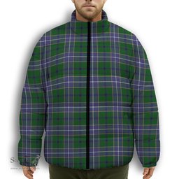ScotsTee Shop Scottish Wishart Hunting Modern Premium Tartan Collar Down Jacket Winter White Duck Down Plaid