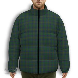 ScotsTee Shop Scottish Kennedy Premium Tartan Collar Down Jacket Winter White Duck Down Plaid