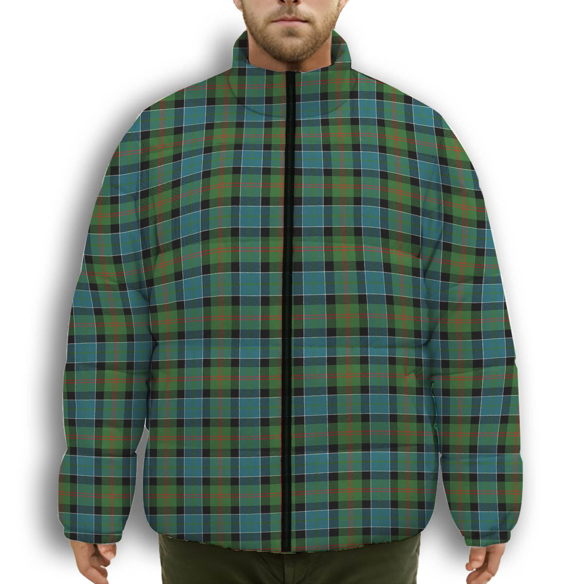 ScotsTee Shop Scottish Paterson Ancient Premium Tartan Collar Down Jacket Winter White Duck Down Plaid