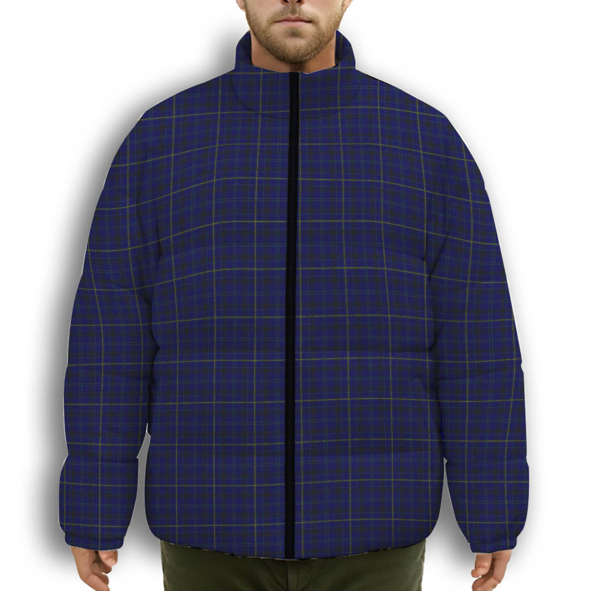 ScotsTee Shop Scottish Moon New Maldon Surrey Premium Tartan Collar Down Jacket Winter White Duck Down Plaid