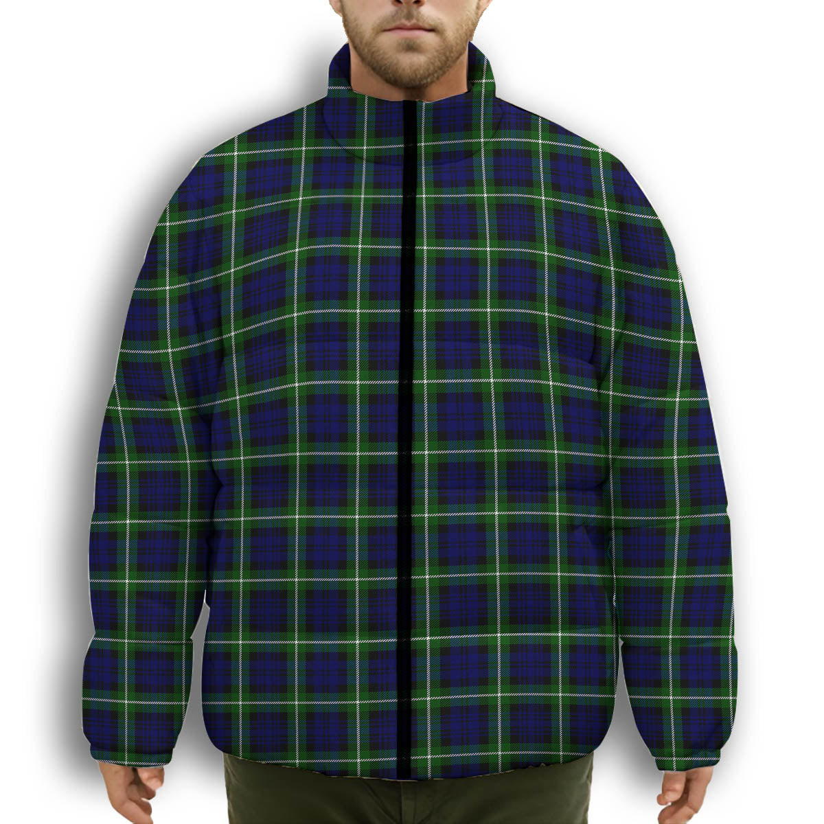 ScotsTee Shop Scottish Lammie Premium Tartan Collar Down Jacket Winter White Duck Down Plaid