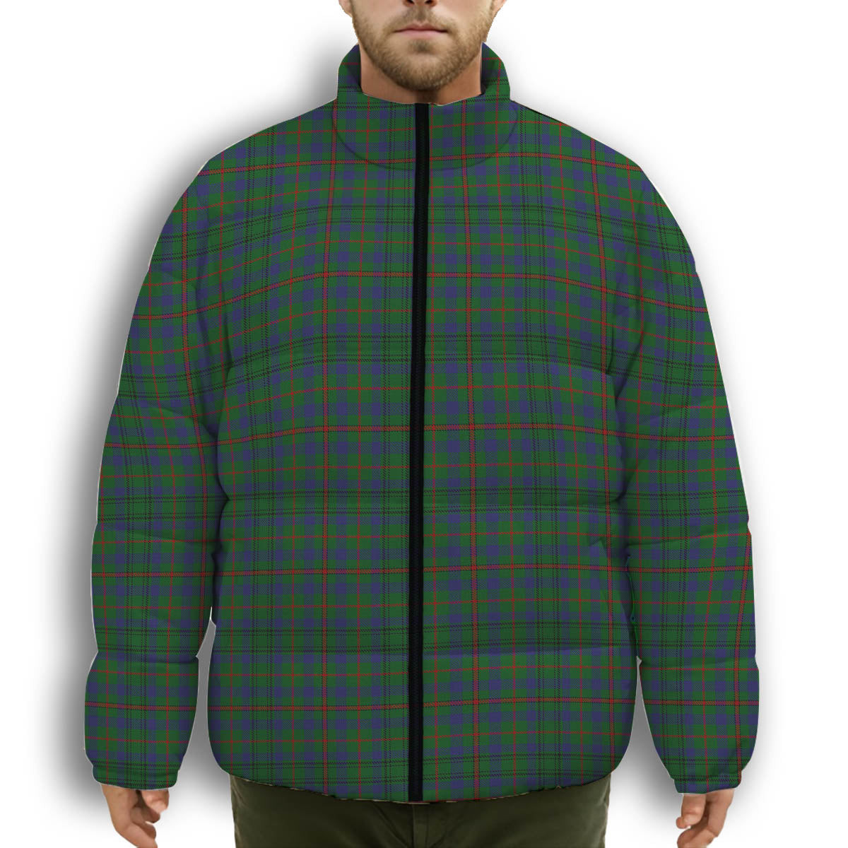 ScotsTee Shop Scottish Moncrieff of Atholl Premium Tartan Collar Down Jacket Winter White Duck Down Plaid