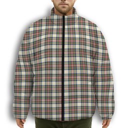 ScotsTee Shop Scottish Stewart Dress Modern SC Premium Tartan Collar Down Jacket Winter White Duck Down Plaid