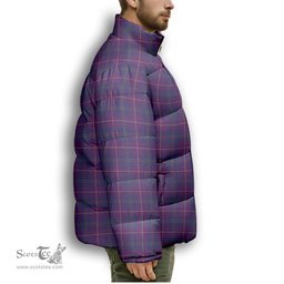 ScotsTee Shop Scottish Pride of Glencoe Premium Tartan Collar Down Jacket Winter White Duck Down Plaid