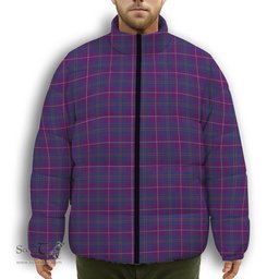 ScotsTee Shop Scottish Pride of Glencoe Premium Tartan Collar Down Jacket Winter White Duck Down Plaid