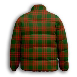 ScotsTee Shop Scottish Menzies Green Modern Premium Tartan Collar Down Jacket Winter White Duck Down Plaid