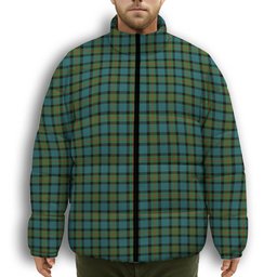 ScotsTee Shop Scottish Gunn Ancient Clan Premium Tartan Collar Down Jacket Winter White Duck Down Plaid
