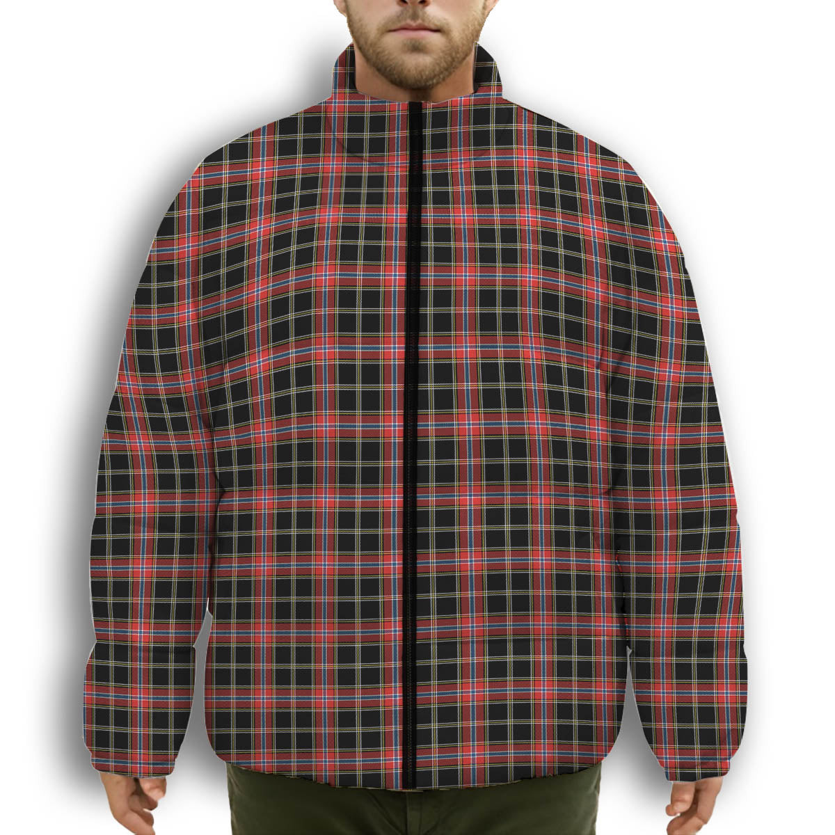 ScotsTee Shop Scottish Norwegian Night Premium Tartan Collar Down Jacket Winter White Duck Down Plaid
