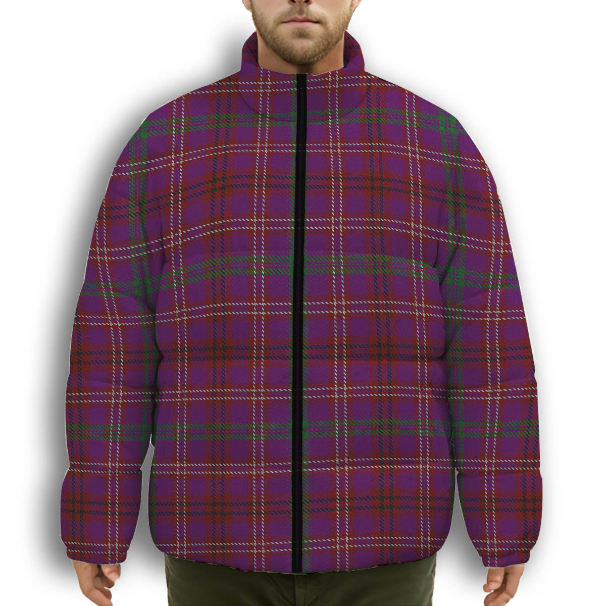 ScotsTee Shop Scottish McCall (Caithness) Premium Tartan Collar Down Jacket Winter White Duck Down Plaid