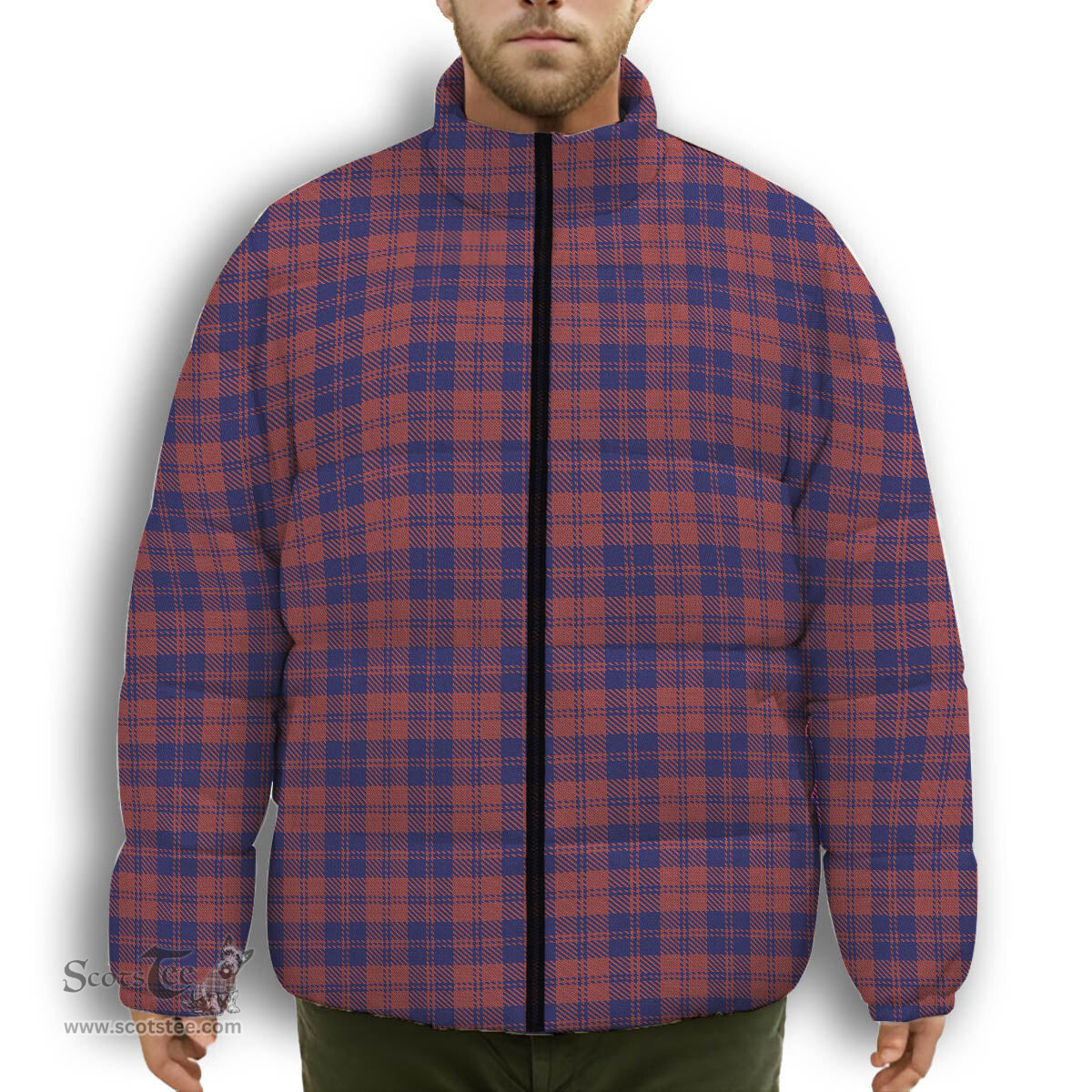 ScotsTee Shop Scottish MacGregor of Glengyle Premium Tartan Collar Down Jacket Winter White Duck Down Plaid