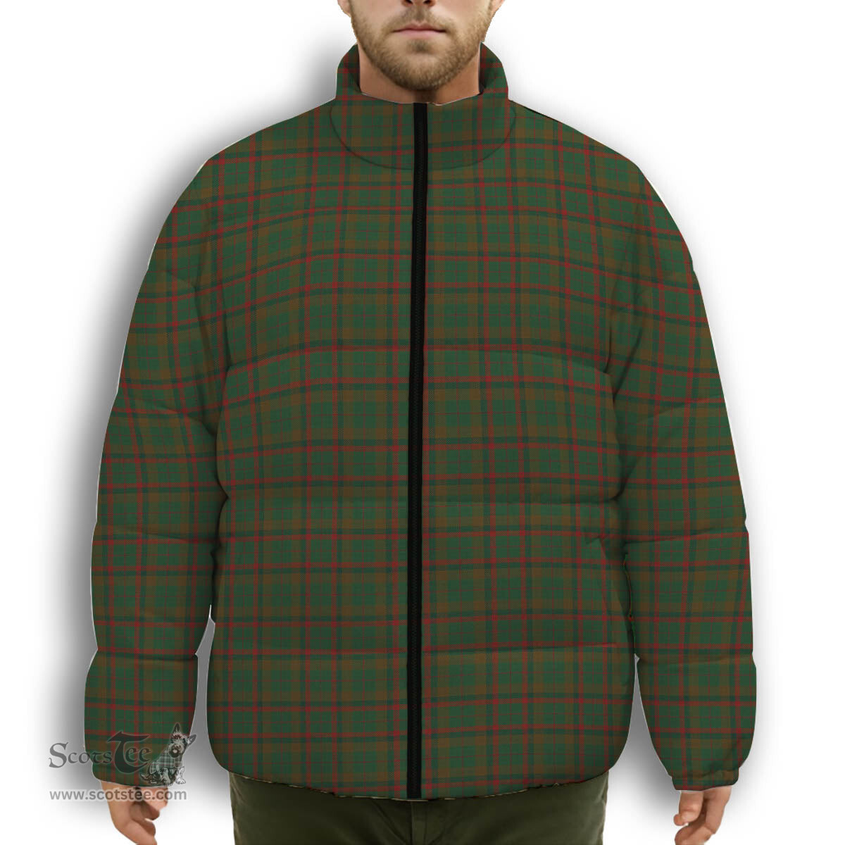 ScotsTee Shop Scottish Mcnaughton Hunting Premium Tartan Collar Down Jacket Winter White Duck Down Plaid
