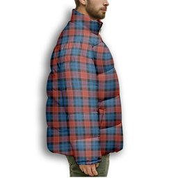 ScotsTee Shop Scottish Graham of Menteith Red Ancient Premium Tartan Collar Down Jacket Winter White Duck Down Plaid