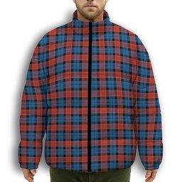 ScotsTee Shop Scottish Graham of Menteith Red Ancient Premium Tartan Collar Down Jacket Winter White Duck Down Plaid