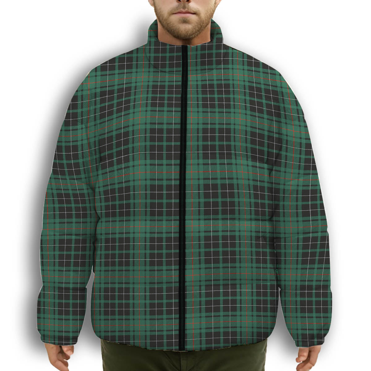 ScotsTee Shop Scottish McAuley Hunting Ancient Premium Tartan Collar Down Jacket Winter White Duck Down Plaid
