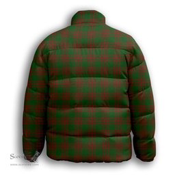 ScotsTee Shop Scottish Menzies Premium Tartan Collar Down Jacket Winter White Duck Down Plaid