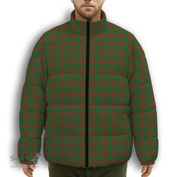 ScotsTee Shop Scottish Menzies Premium Tartan Collar Down Jacket Winter White Duck Down Plaid